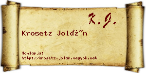 Krosetz Jolán névjegykártya